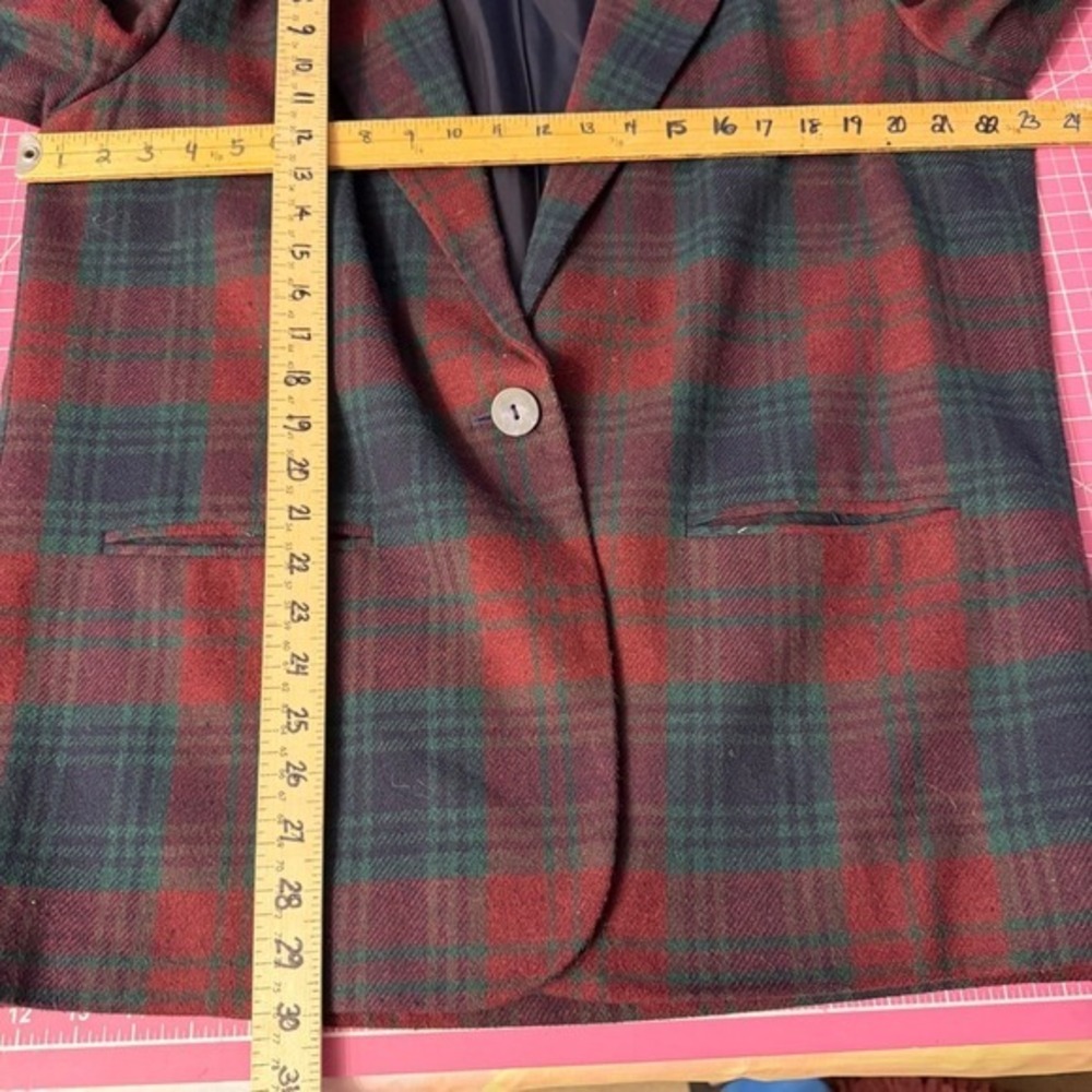 Vintage Sag Harbor Plaid Wool Blazer Dark Academia Preppy 90s Tartan Jacket 16 - Picture 8 of 13